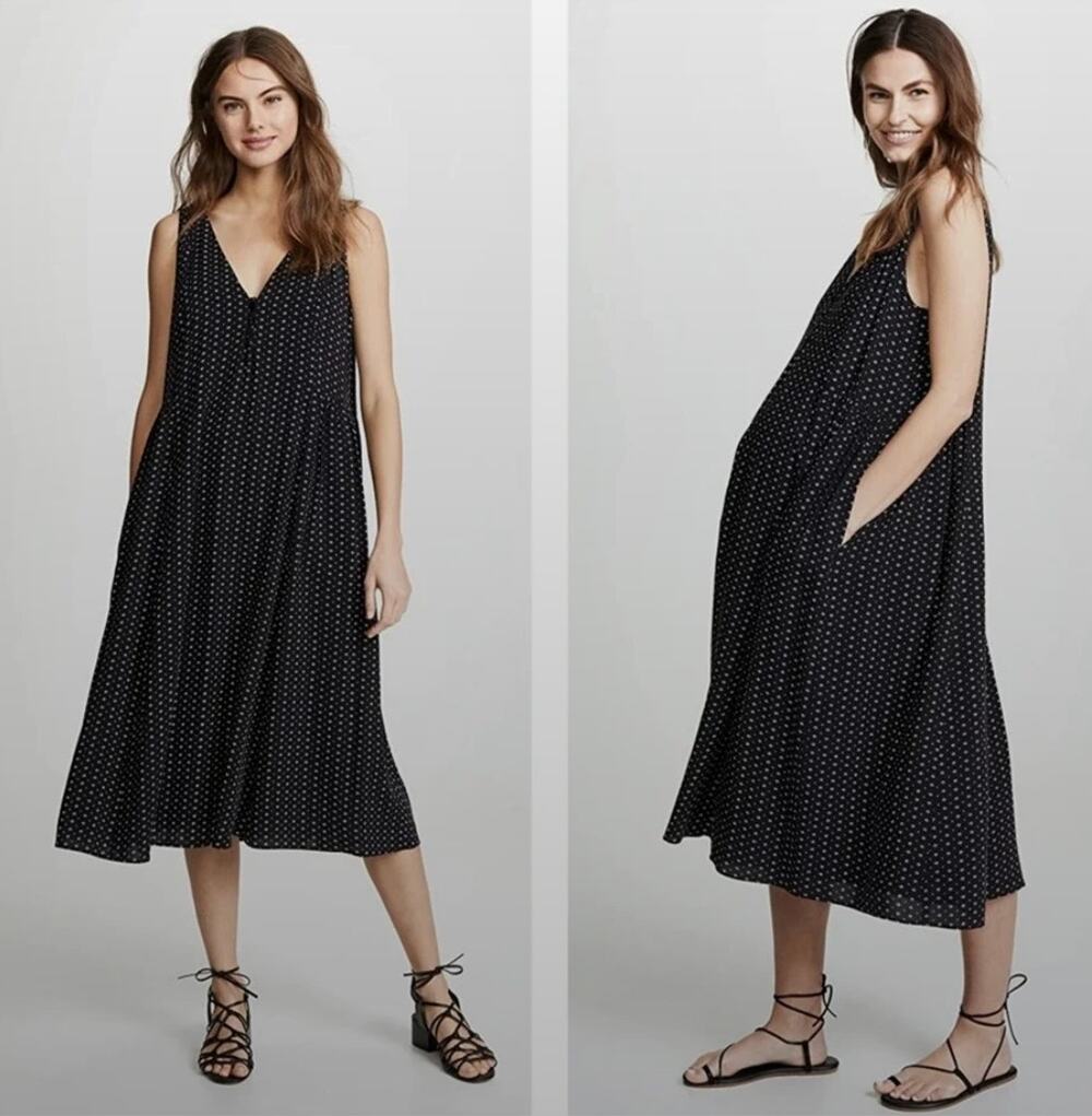 Hatch The Ina Dress Black Batik Floral Size 2 / Medium A-Line Lightweight